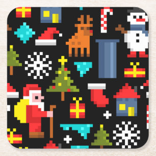 Dessous De Verre Carré Noël Pixel
