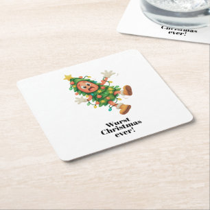 Dessous De Verre Carré Noël saucisson au max ! Drôle salami 