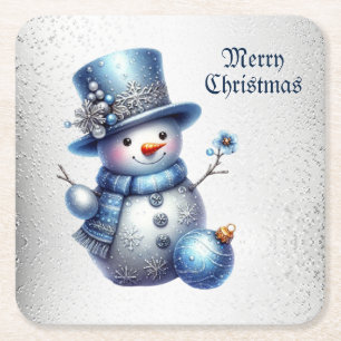 Dessous De Verre Carré Noël Snowman Élégant Vacances d'hiver