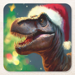 Dessous De Verre Carré Noël T-Rex 2