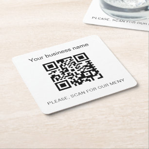 Dessous De Verre Carré Noir blanc bar restaurant menu qr code