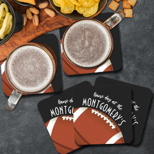 Dessous De Verre Carré Noir de football américain