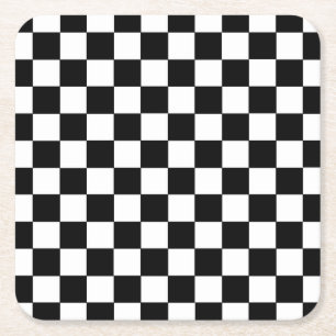 Dessous De Verre Carré Noir et blanc Checkered