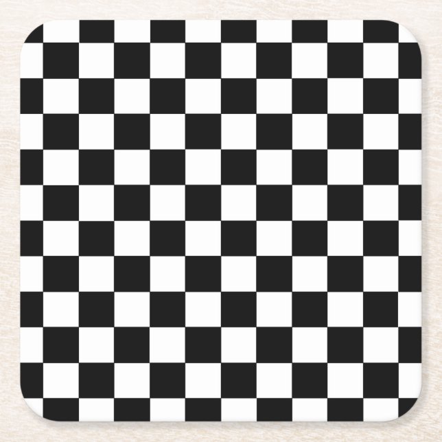 Dessous De Verre Carré Noir et blanc Checkered (Devant)