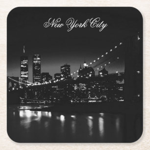 Dessous De Verre Carré Noir et blanc New York City