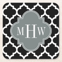 Noir Wht Marocain #5 Charbon 3 Initial Monogramme