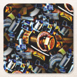 Dessous De Verre Carré Noix et boulons Pop Art