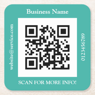 Dessous De Verre Carré Nom commercial du code QR, Promo du site Web, Turq
