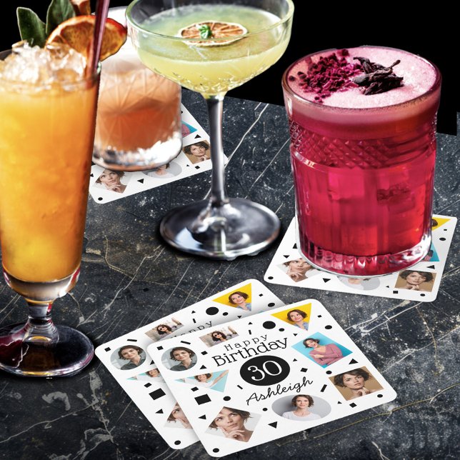 Dessous De Verre Carré Nom de la photo 30e anniversaire (Créateur téléchargé)