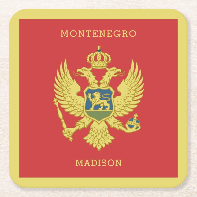Dessous De Verre Carré Nom et texte personnalisés Monténégro (Devant)