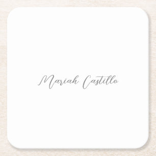 Dessous De Verre Carré Nom minimaliste du script de calligraphie élégant