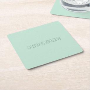 Dessous De Verre Carré Nom personnalisable "Snuggles" vert menthe
