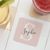 Nom personnalisé moderne Monogram Pastel Rose