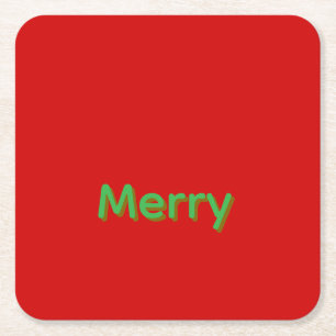 Dessous De Verre Carré Nom vert joyeux sur fond rouge