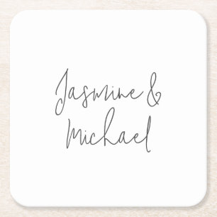 Dessous De Verre Carré Noms de couple de calligraphie chic adorables 