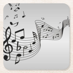 Dessous De Verre Carré Notes de musique sur argent