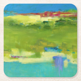 Dessous De Verre Carré Notes de terrain - Art vert Abstrait
