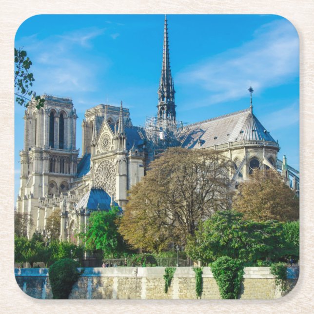 Dessous De Verre Carré Notre Dame de Paris en France (Devant)
