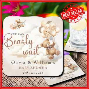 Dessous De Verre Carré Nous pouvons attendre Boho Baby shower neutre genr