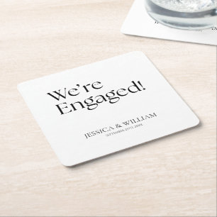 Dessous De Verre Carré Nous sommes fiancés Fête de fiançailles minimalist