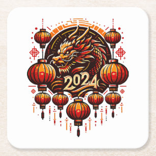 Dessous De Verre Carré nouvel an chinois 2024