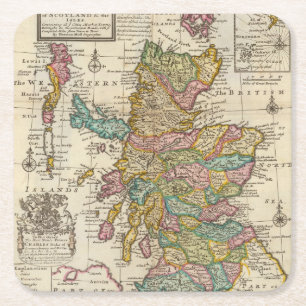Dessous De Verre Carré Nouvelle et correcte carte de l'Ecosse et des île