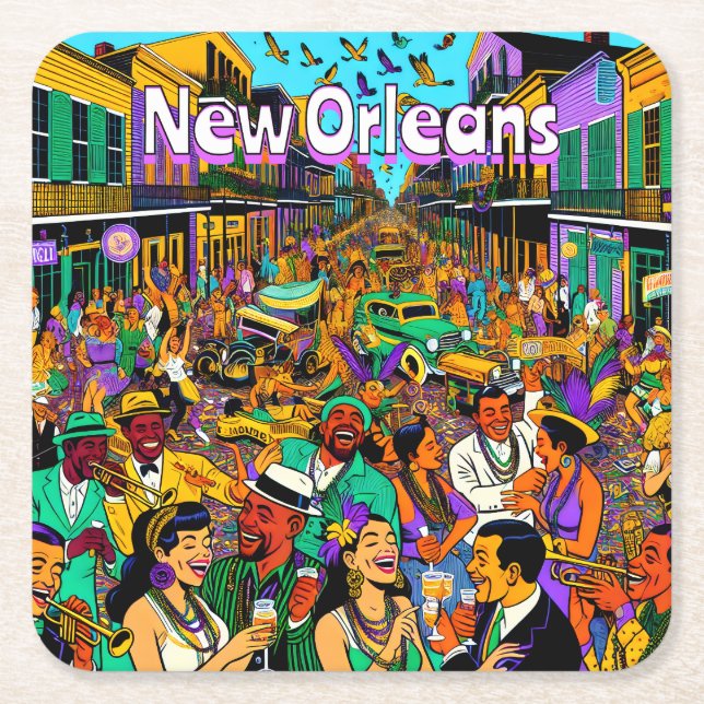 Dessous De Verre Carré Nouvelle-Orléans, Louisiane S'Amuser (Devant)
