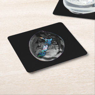 DESSOUS DE VERRE CARRÉ NOUVELLE-ZÉLANDE KIWI CARTE PAUA
