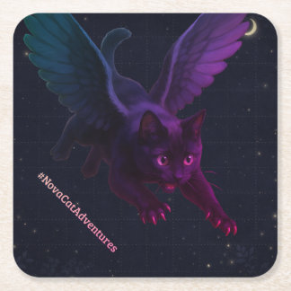 Dessous De Verre Carré #NovaCatAdventures winged v2 Paper Coaster