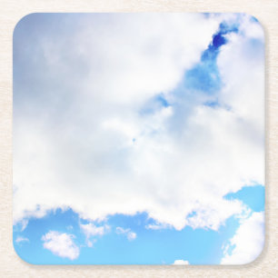 Dessous De Verre Carré Nuages blancs et ciel bleu