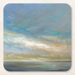 Dessous De Verre Carré Nuages côtiers avec l'océan