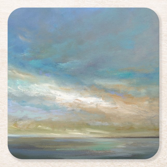 Dessous De Verre Carré Nuages côtiers avec l'océan (Devant)