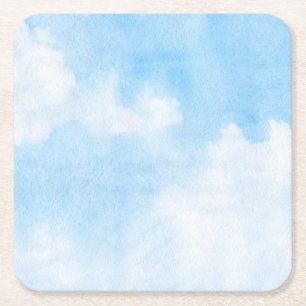 Dessous De Verre Carré Nuages d'aquarelle et arrière - plan de ciel