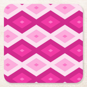 Dessous De Verre Carré Nuances de motif de diamant fuchsia