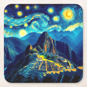 Dessous De Verre Carré Nuit étoilée Machu Picchu Pérou