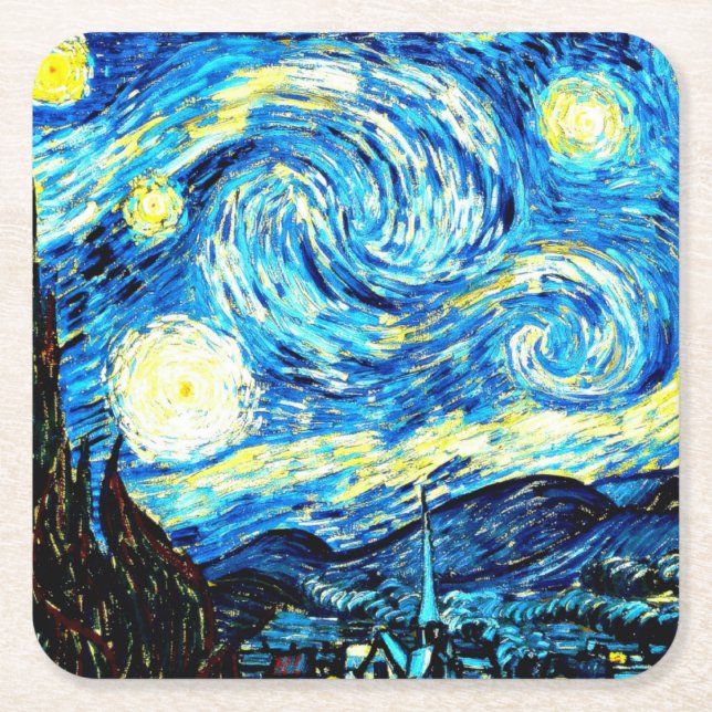 Dessous De Verre Carré Nuit étoilée par Vincent van Gogh (Devant)