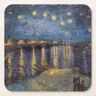 Dessous De Verre Carré Nuit étoilée sur le Rhône par Vincent Van Gogh