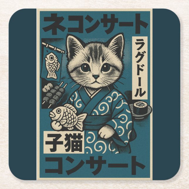 Dessous De Verre Carré Nuits des nouilles Neko (Devant)