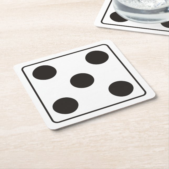 Dessous De Verre Carré Numéros DICE des pips 5 + votre backgr. (Incliné)