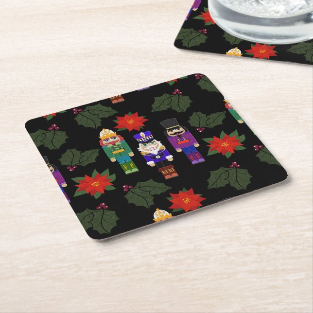 Dessous De Verre Carré Nutcrackers Soldiers Faux Felt Style Whimsical (Incliné)