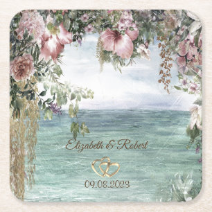 Dessous De Verre Carré Océan à fleurs chic