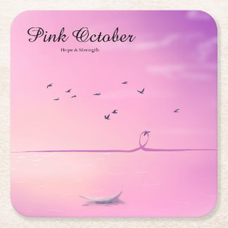Dessous De Verre Carré Octobre Rose Art Pastel