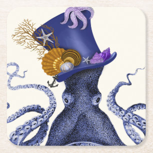 Dessous De Verre Carré Octopus avec Casquette nautique