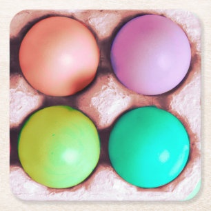 Dessous De Verre Carré OEufs de Pâques colorés en Carton