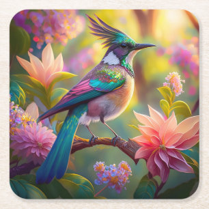 Dessous De Verre Carré Oiseau de Jay Imaginaire vert