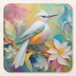 Dessous De Verre Carré Oiseau d'Imaginaire tourbé d'or