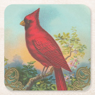 Dessous De Verre Carré Oiseau rouge