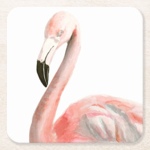 Dessous De Verre Carré Oiseau tropical de Flamant rose