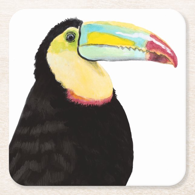 Dessous De Verre Carré Oiseau tropical Toucan (Devant)