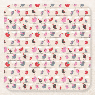 Dessous De Verre Carré Oiseaux dans l'amour